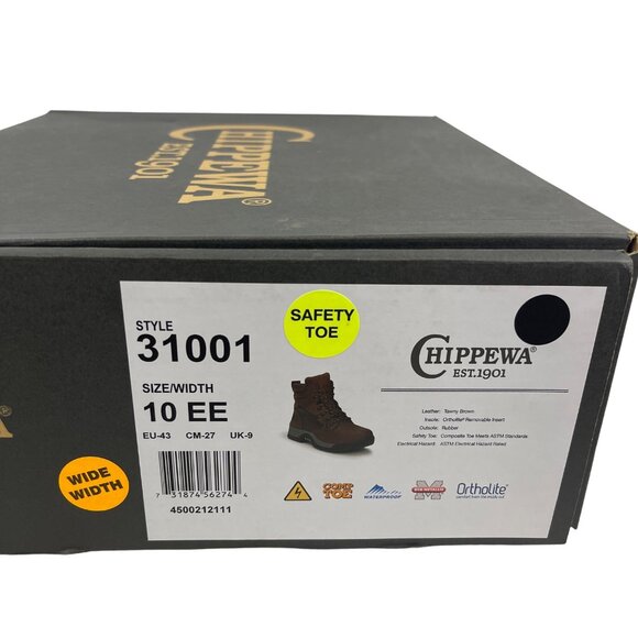 Chippewa Safety Toe Work Boots 10EE Style 31001 New in Box - Picture 2 of 9